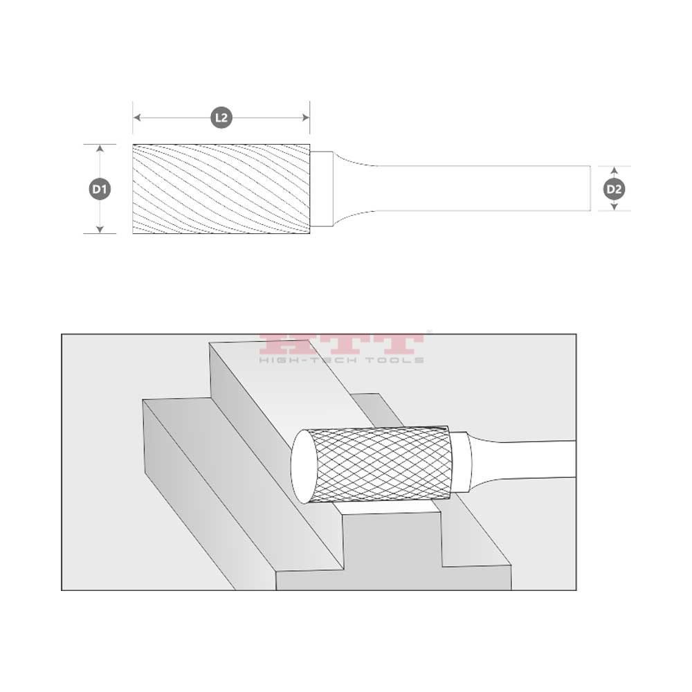 Fresa rotativa de carburo cilíndrico