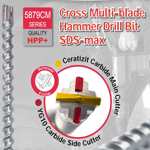 Broca percutor cruzada de múltiples hojas SDS-max