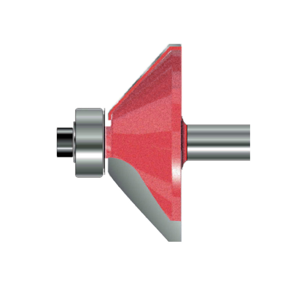 Cutter de chaflán tcT 45 grados de enrutador con rodamiento de bolas, doble cortador, rotación derecha